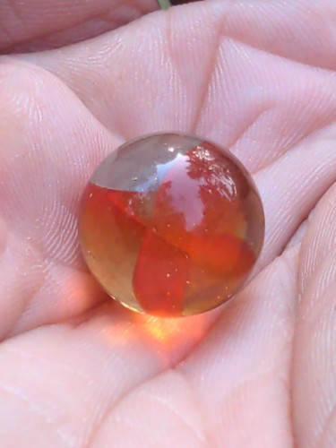 Vintage Red Four Veined Glass Marble Shooter 5/8" Hobby Collectible Clear - Picture 10 of 13