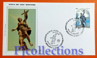 C32 - ITALIEN 2000 STATUE JESUS DES ERLÖSERS UMSCHLAG 1. TAG FDC FILIGRAN GOLD