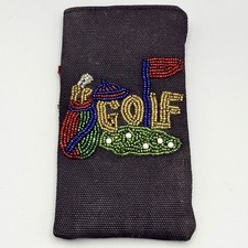 Golf Beaded Eyeglass Soft Case Perfect Gift Hat Clubs Balls Colorful 3.5 x 6.5