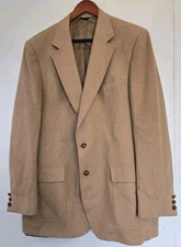 Jos A Bank Blazer Mens 46 Beige 100% Camel Hair 3 Button Sport Coat Jacket