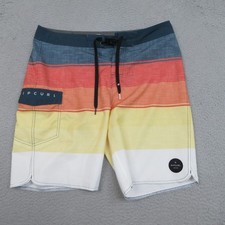Rip Curl Swim Trunks Mens 32 Multicolor Stripe Board Shorts Back Pocket Surf