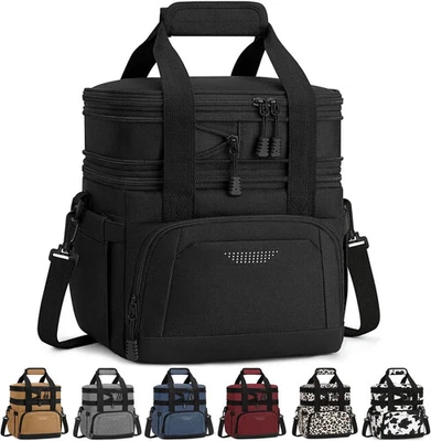 VANKOR Lunch Box for Men Women, Large Double Layer Insulated Lunch Bag Tote Expandable