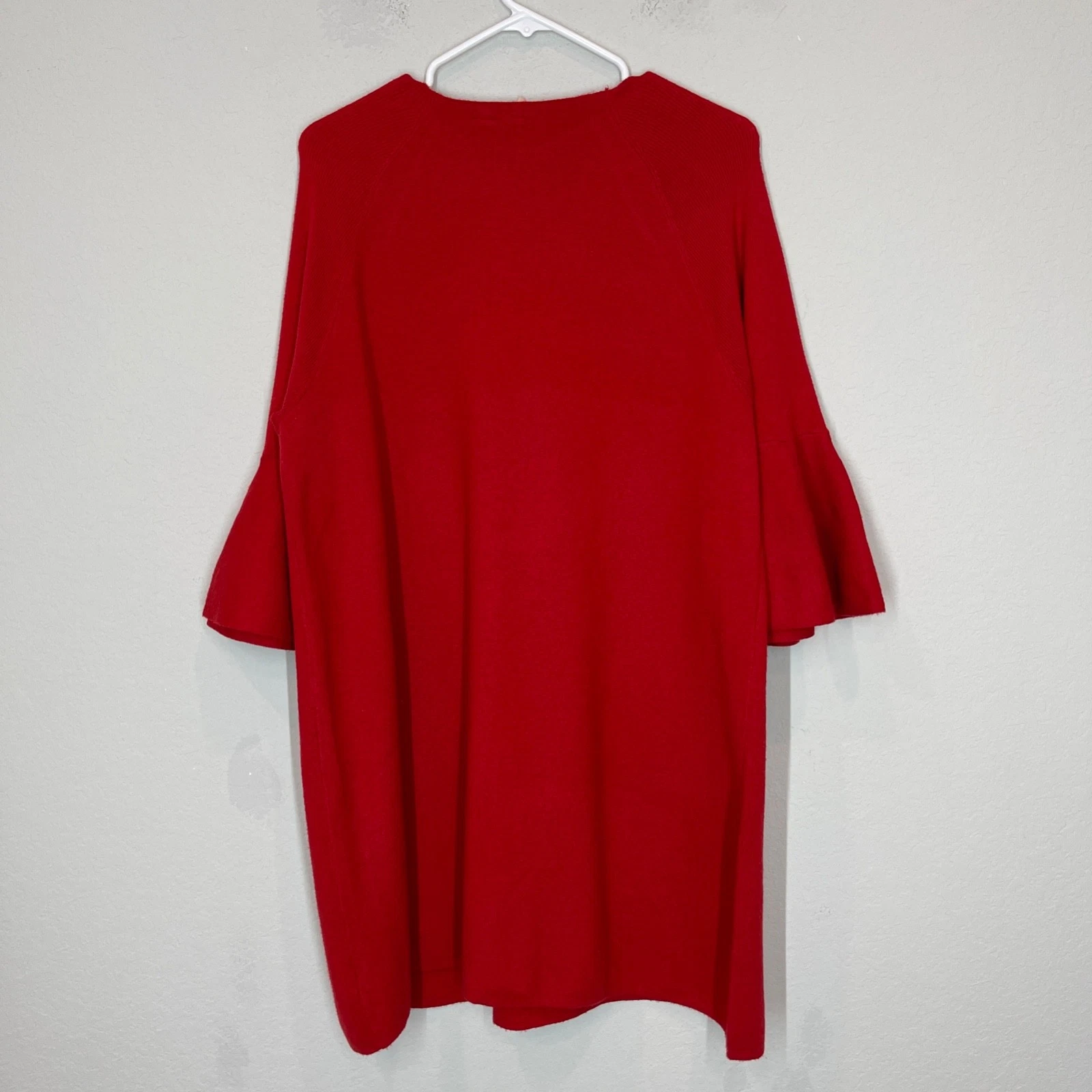 Anthropologie Maglione Falena Vestito Maglia Taglia XL Rosso Manica a Campana Pullover San Valentino