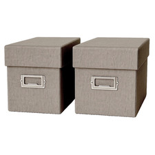 Miles Kimball Archival Storage Taupe Boxes Acid Free - Margo Series Set of 2