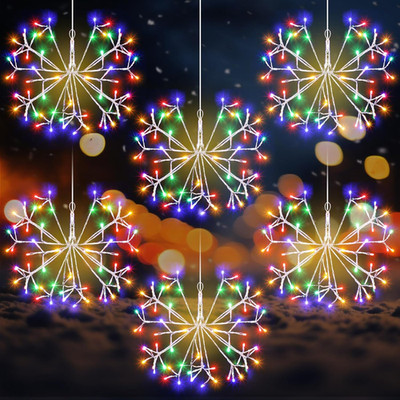 6 Pcs Christmas 3D Snowflake Hanging Ornament with 72 LED Lights 16 Inch Christm