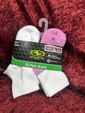 Athletic Works Girl's Pack of 10 pairs Ankle Socks Shoe Multicolor Small 6 -10.5