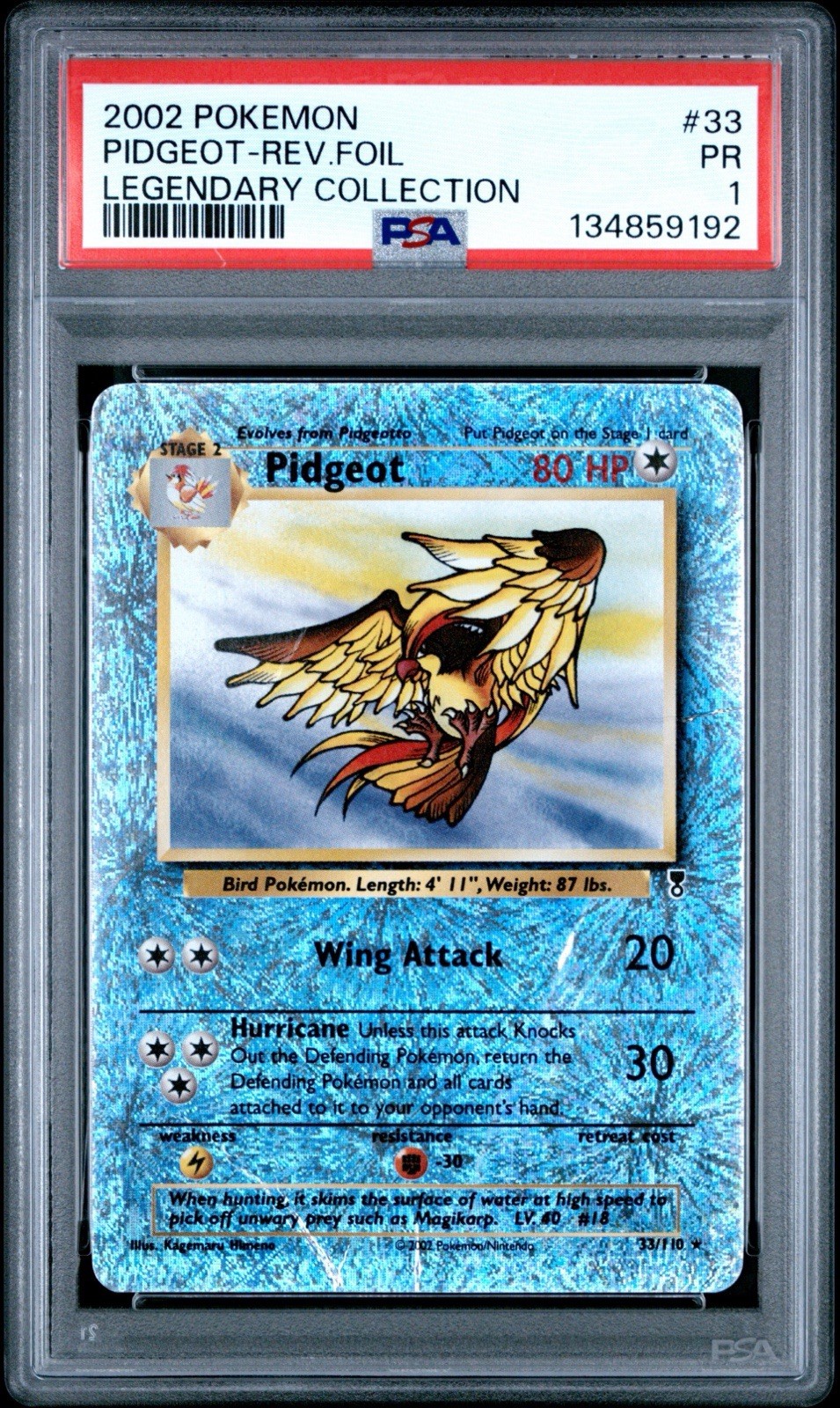 PSA 1 Pidgeot 33/110 Legendary Collection Reverse Holo Foil 2002 Pokemon WoTC PR