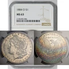 1884-O Morgan Dollar $1 MS 63 NGC Color Toned