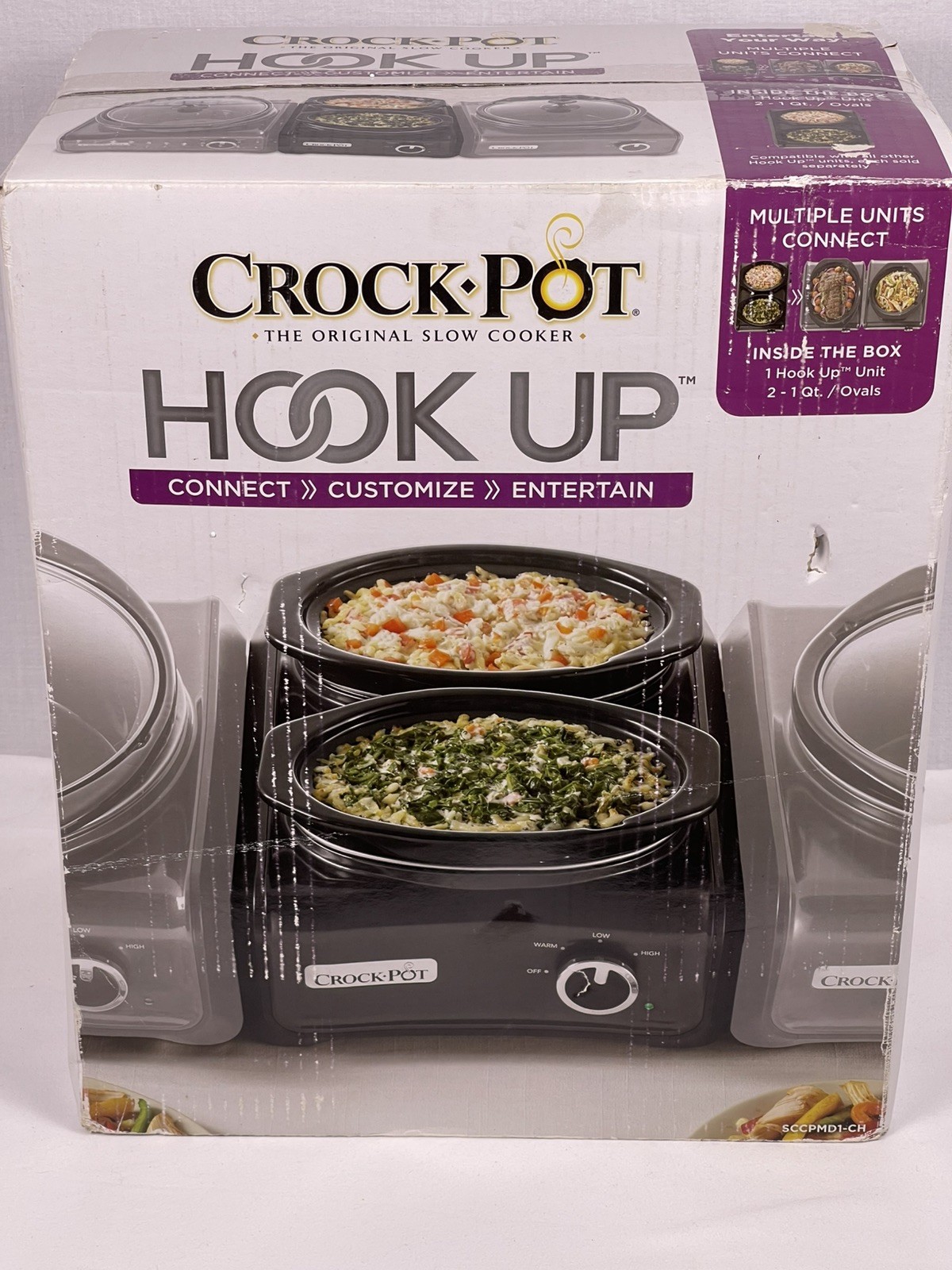 Crock Pot Hook Up &bull; 2 - 1 Qt. Ovals &bull; Slow Cooker Connectable Unit SCCPMD1-CH