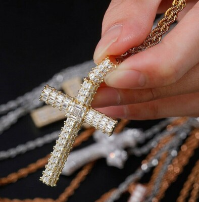 BLACK FRIDAY GIFTBaguette Simulated Diamond Men's Cross