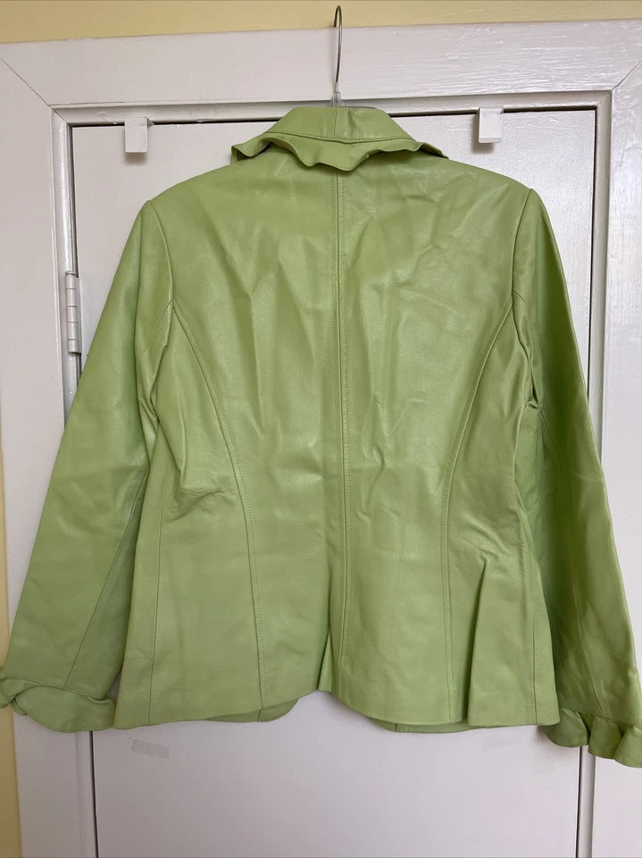 Chaqueta de cuero Terry Lewis Classic Luxuries verde talla S Foto 4 de 4
