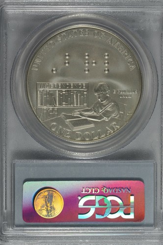 2009-P Louis Braille Commemorative Silver Dollar PCGS MS69 - Picture 2 of 5