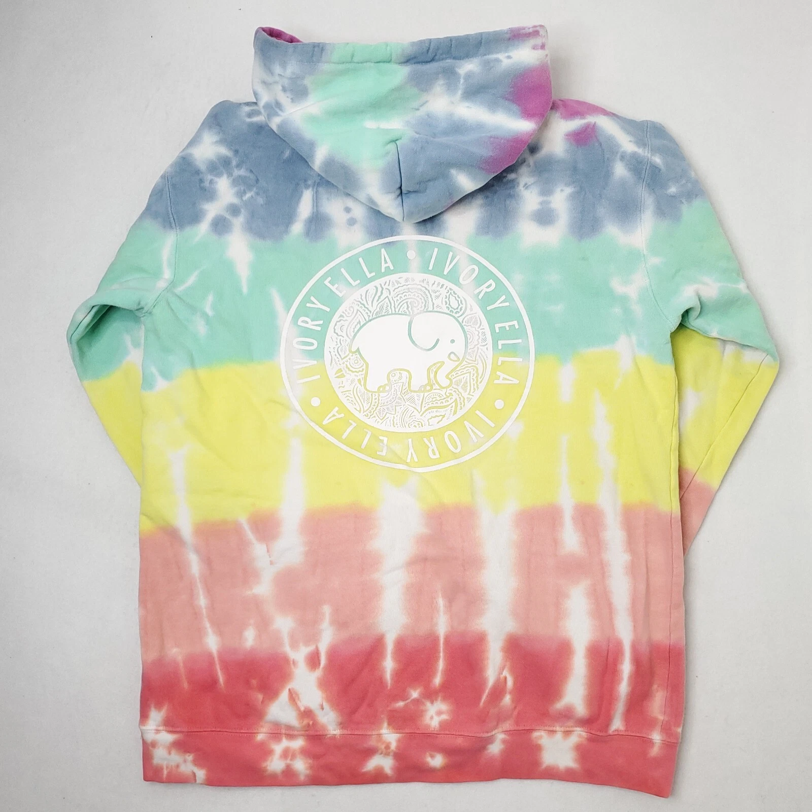 OFF WHITE Felpa con cappuccio avorio Ella tie dye adulto piccola 80 20 misto cotone pesante logo elefante