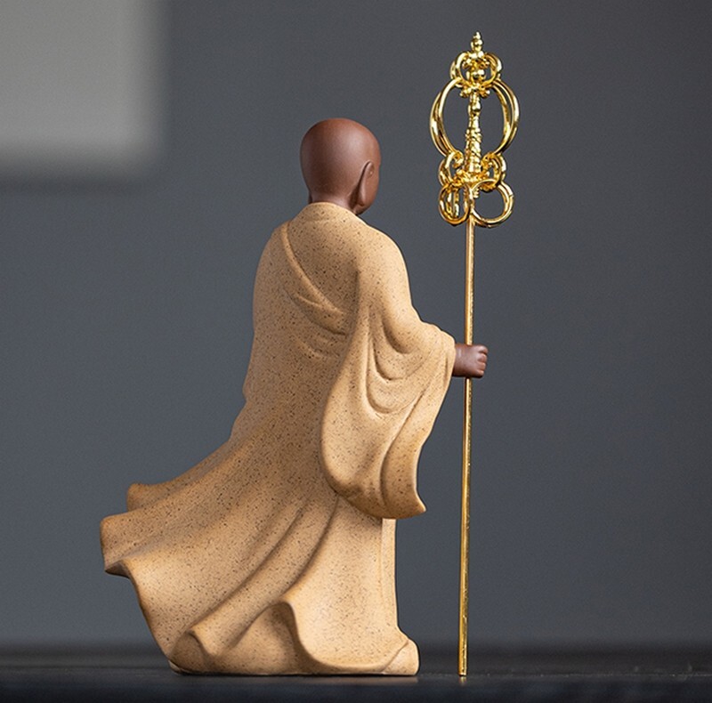 Chinese Zi Sha Sand Ksitigarbha Bodhisattva Monk Statue