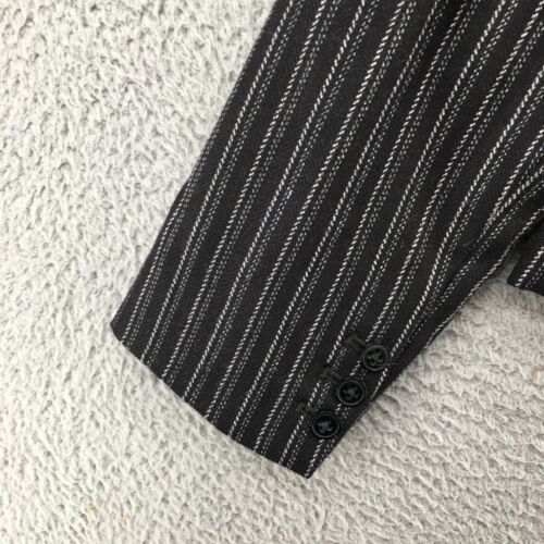 Cabi Cropped Blazer Jacket Womens 12 Black Striped Button Up Notch Lapel Office - Picture 16 of 20