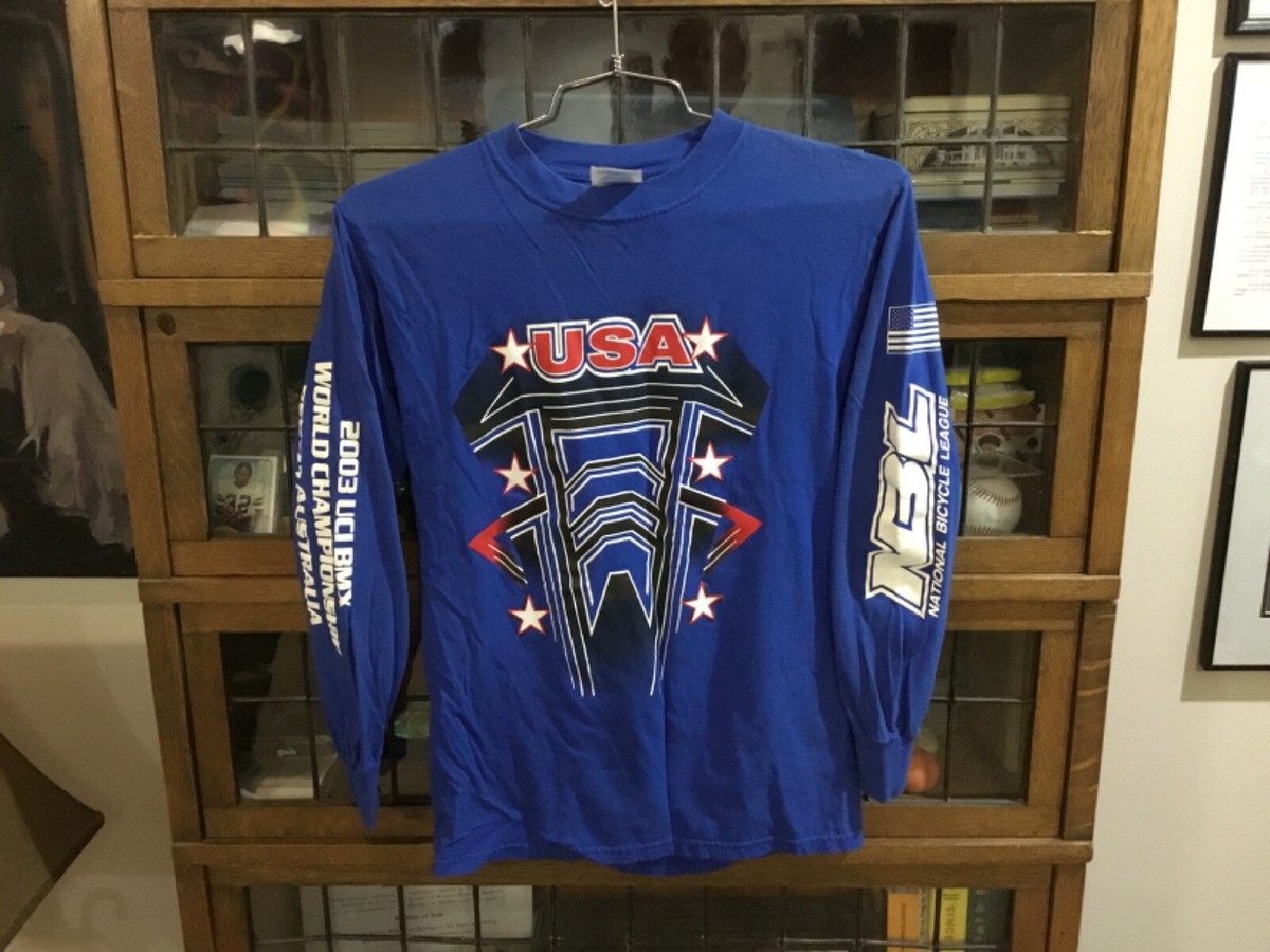 2003 UCI BMX WORLD CHAMPIONSHIP USA L/S Blue NBL Racing T-shirt SZ