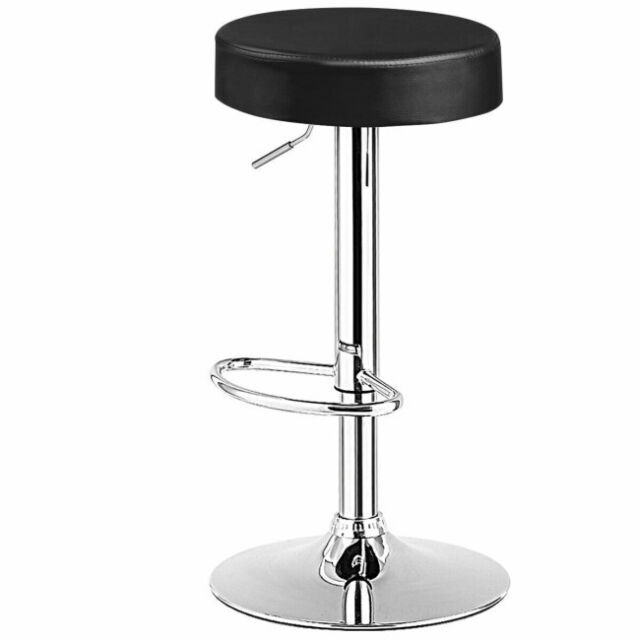 Costway HW66622BK1 Round Leather/Steel Swivel Bar Stool with Footrest