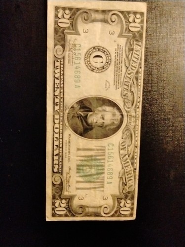1934 $20 Dollar Federal Reserve Note Misaligned Print And Cut - Monster Error! - Picture 5 of 6