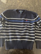 Polo Ralph Lauren Boys' Striped Cotton Sweater Size 8 Navy Great Condition