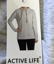 CHOOSE SIZE * ACTIVE LIFE WOMEN'S MODAL HOODIE TUNIC - Heather Grey 