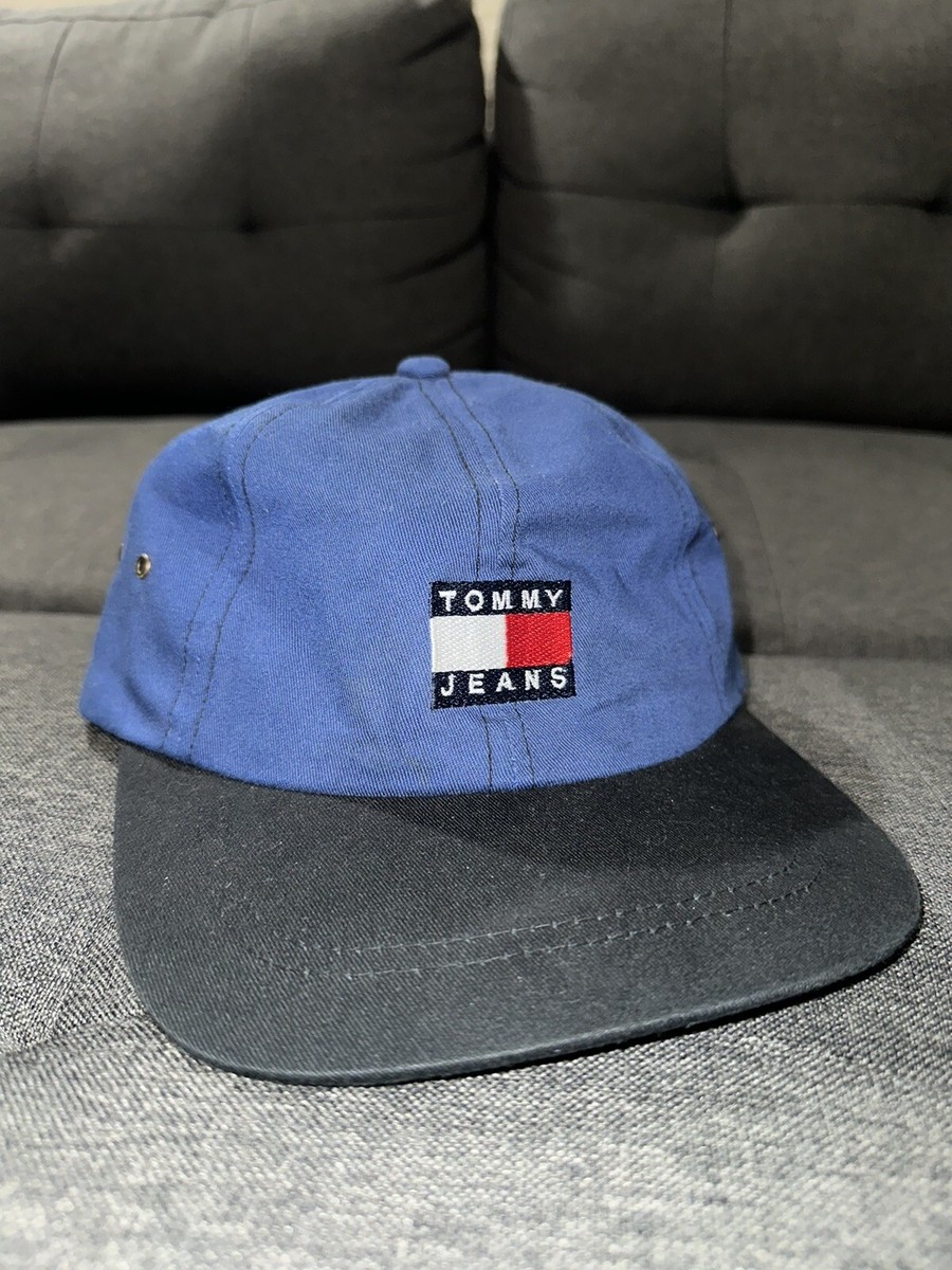 Vintage Panel Tommy Hilfiger Strapback Hat Jeans Lucky Cap Rare