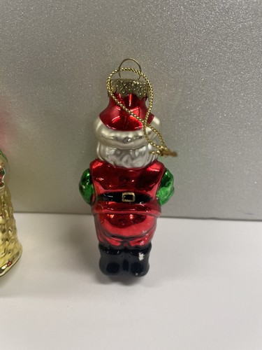 Vintage Inspired Blown Glass Figural Xmas Ornament X3 Tree Santa Fruit Basket - Picture 8 of 12