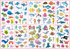 10 X Kids Ocean Temporary Waterproof Tattoos Stickers Removable US CA 