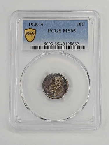 1949 10 Cent PCGS MS65 San Francisco Toned Roosevelt Dime