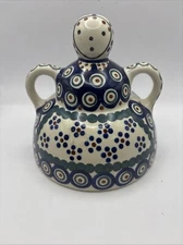 Boleslawiec Polish Pottery Dome Lady Cheese Keeper Butter Dish No Plate!!!!