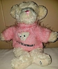 FAO Schwarz 12 inch Teddy Bear Toy Plush Stuffed Animal in Pink Fuzzy Sweater
