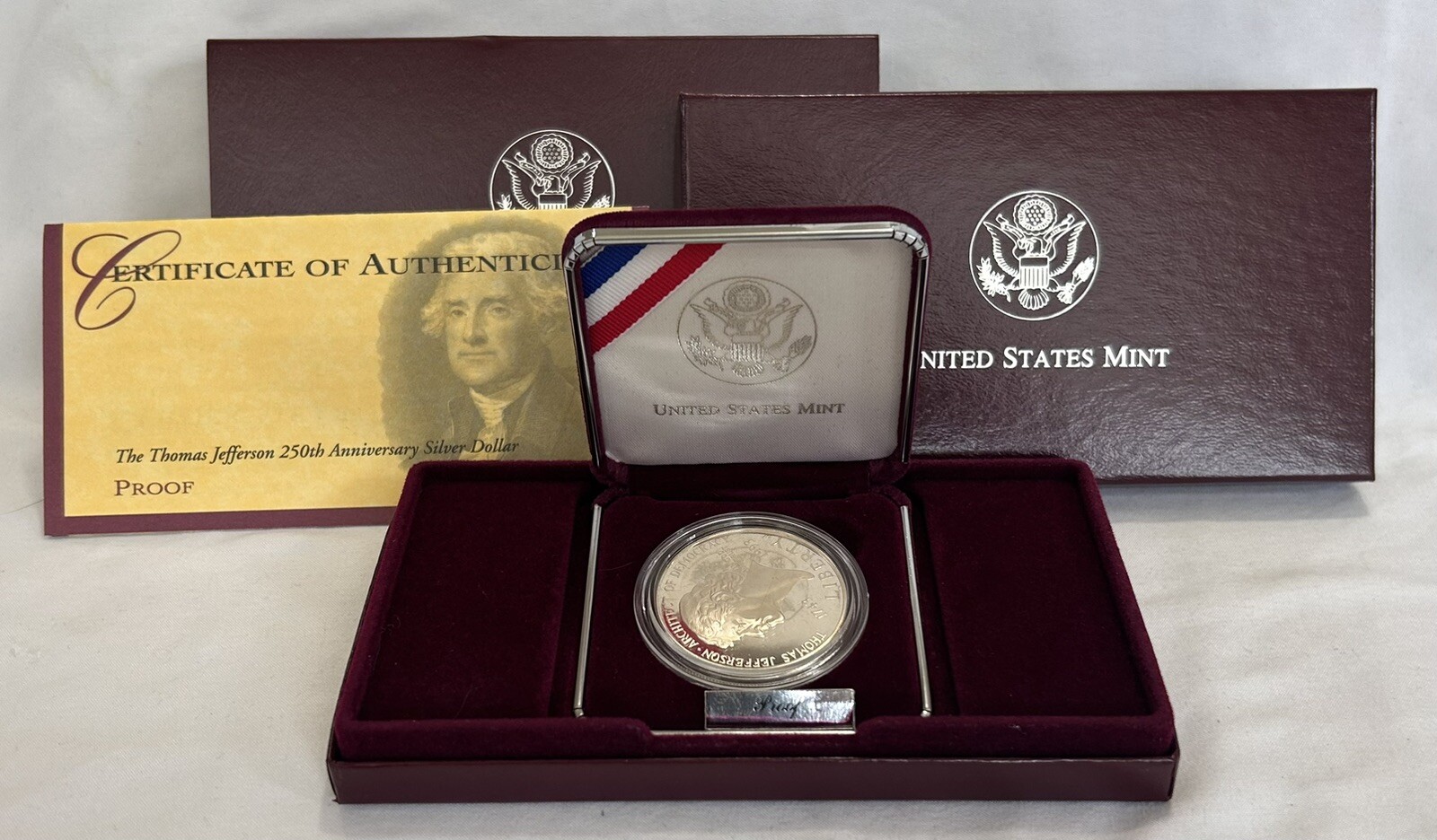 1993 Thomas Jefferson 250th Anniversary .90 Silver Uncirculated Dollar