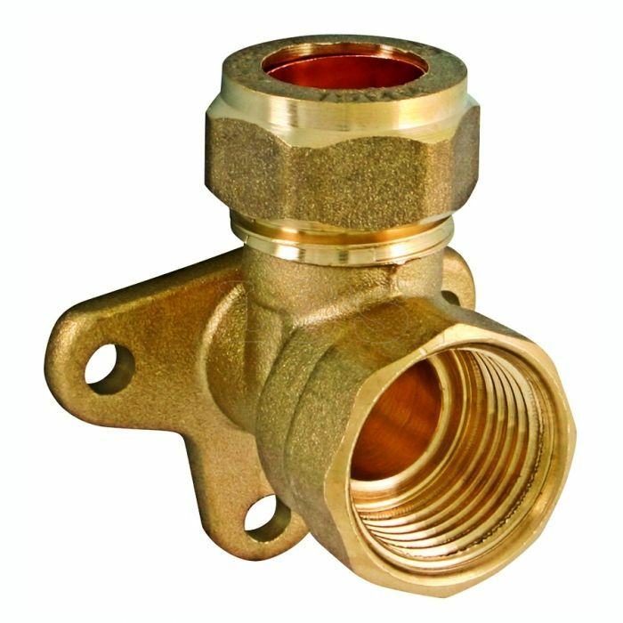 15mm Compression to 1/2"" Female Brass Wallplate Elbow for 1/2"" Babcock Tap