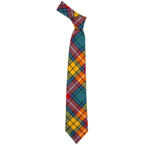 Mens Scottish Buchanan Ancient Tartan 100% Wool Tie Made in Scotland New - Picture 2 of 2