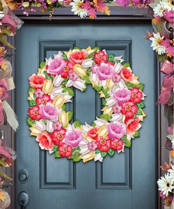 Front Door Wreath Wooden Decorative Door Hanger Wall Decor