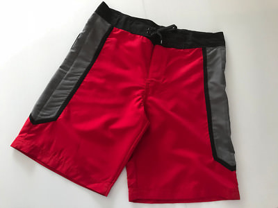 BNWOT Mens Emerson X Large XL Red Grey Black Tie Waist Swim Casual Board Shorts