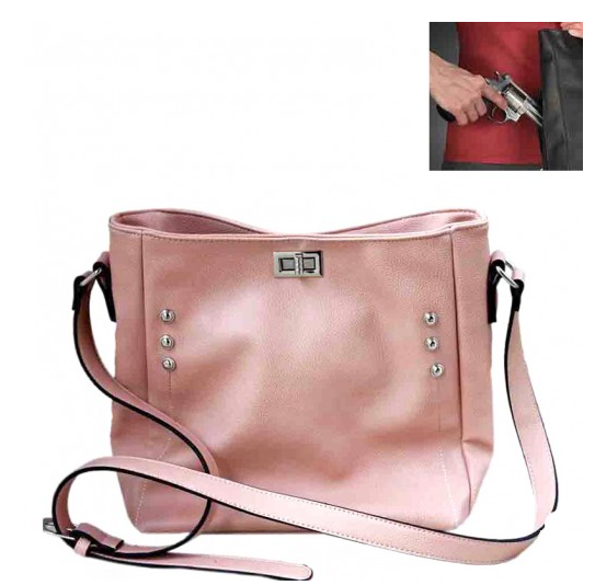Concealed Carry CCW Gun Handbag Fashion Crossbody Bag Dusty Pink Purse