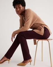 NEW Quince Womens Ultra Stretch Ponte Pants Straight Burgundy M 30in NWT