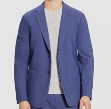 Theory Men's Blue Clinton Precision Ponte Melange Print Slim-Fit Blazer Size 38