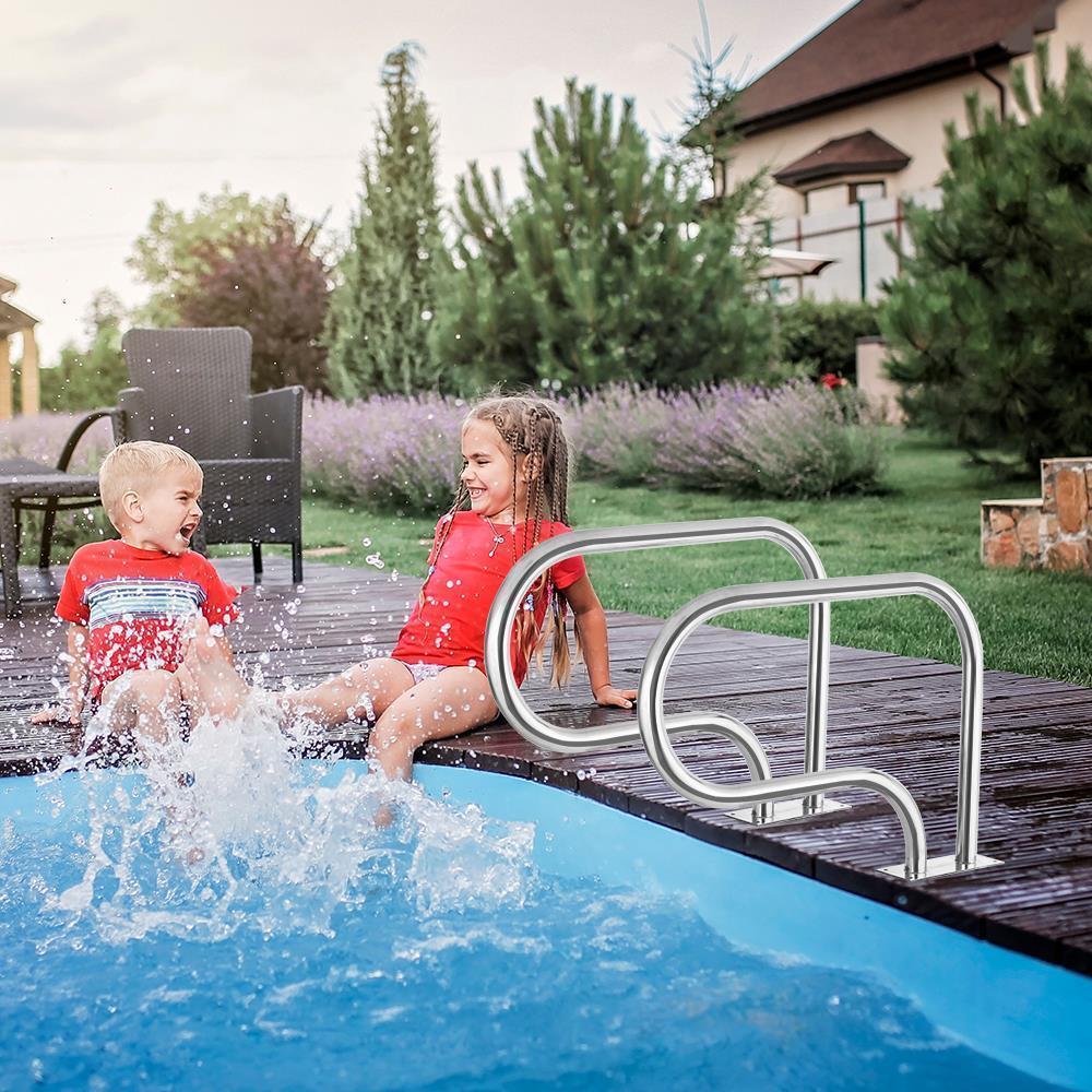 Swimming Pool Handrail Stainless Steel Hand Rail Rust-Resistant with Base Plate