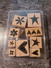 Stampin' Up Wood Mounted Stamp Set Love It Wood on Rubber with box 9 stamps