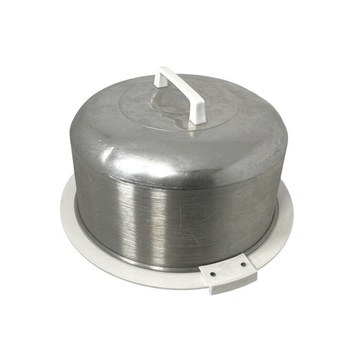 Vintage Retro 1950’s 1960’s Aluminum 10” Round Cake Pie Carrier Platter 4.5x10