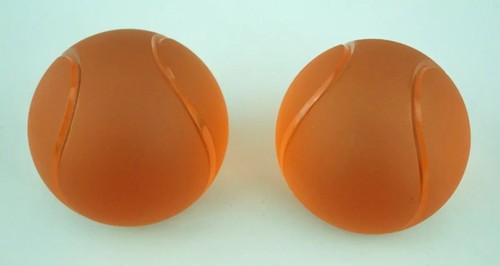 La Murrina Pair paperweights Murano glass sandblasted orange Tennis balls 1900 - Picture 10 of 24