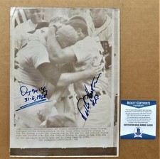 Detroit Tigers Denny McLain & Willie Horton Signed 30th Win wire photo 9-14-68 