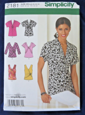 SIMPLICITY PATTERN 2181 KNIT  TOPS   MISSES SIZES  6 8 10 12 14 UNCUT FF