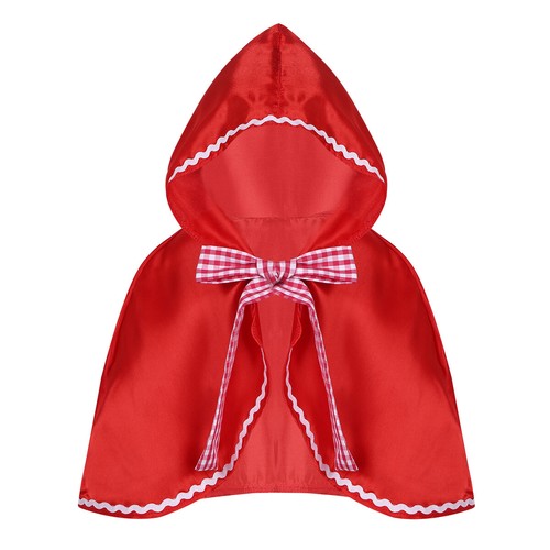 Kids Little Girls' Red Hood Cloak Cape Halloween Cosplay Party Fancy Dress Up - Picture 10 of 17