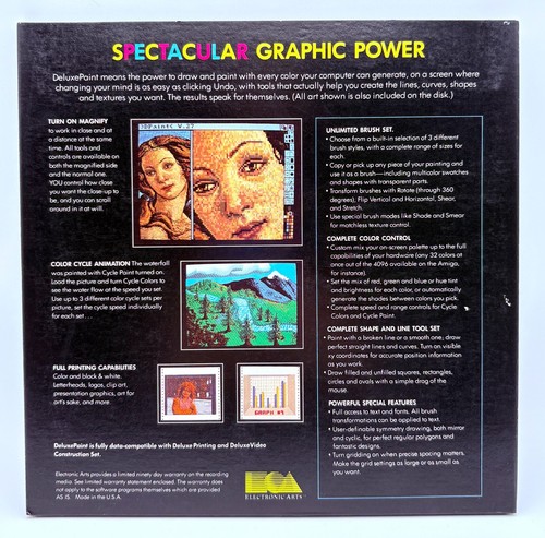 Deluxe Paint Commodore Amiga Graphic Computer Software 1985 Electronic Arts VGC - Afbeelding 3 van 3