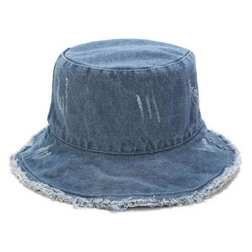 Distressed Denim Bucket Hat Fisherman Hat Hiking each Sun Cap Summer Folded Blue - Bild 8 von 16
