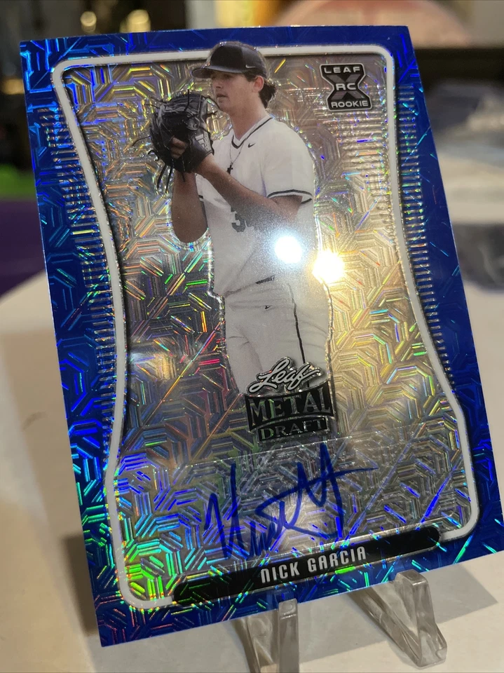 2020 Leaf Metal Draft Nick Garcia Blue Mojo Prismatic Auto #5/10 Pirates BA-NG2 - Image 4 of 4
