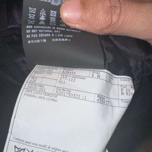 PRADA Men's Black Suit Size 56R Made Italy 100% Virgin Wool & Fodera 100% Cupro - Picture 5 of 9