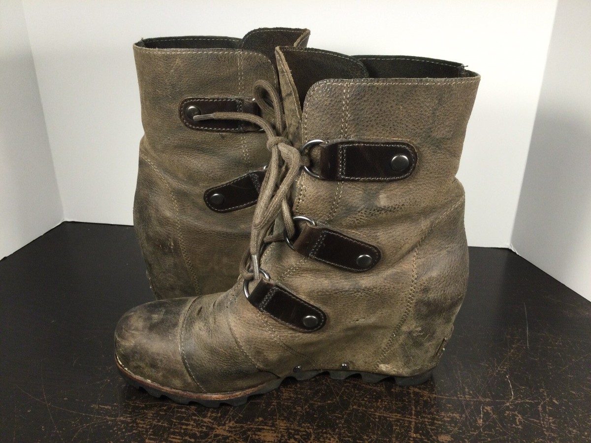 Sorel Joan Of Arc Arctic Wedge Boots Brown Women's Size Hidden